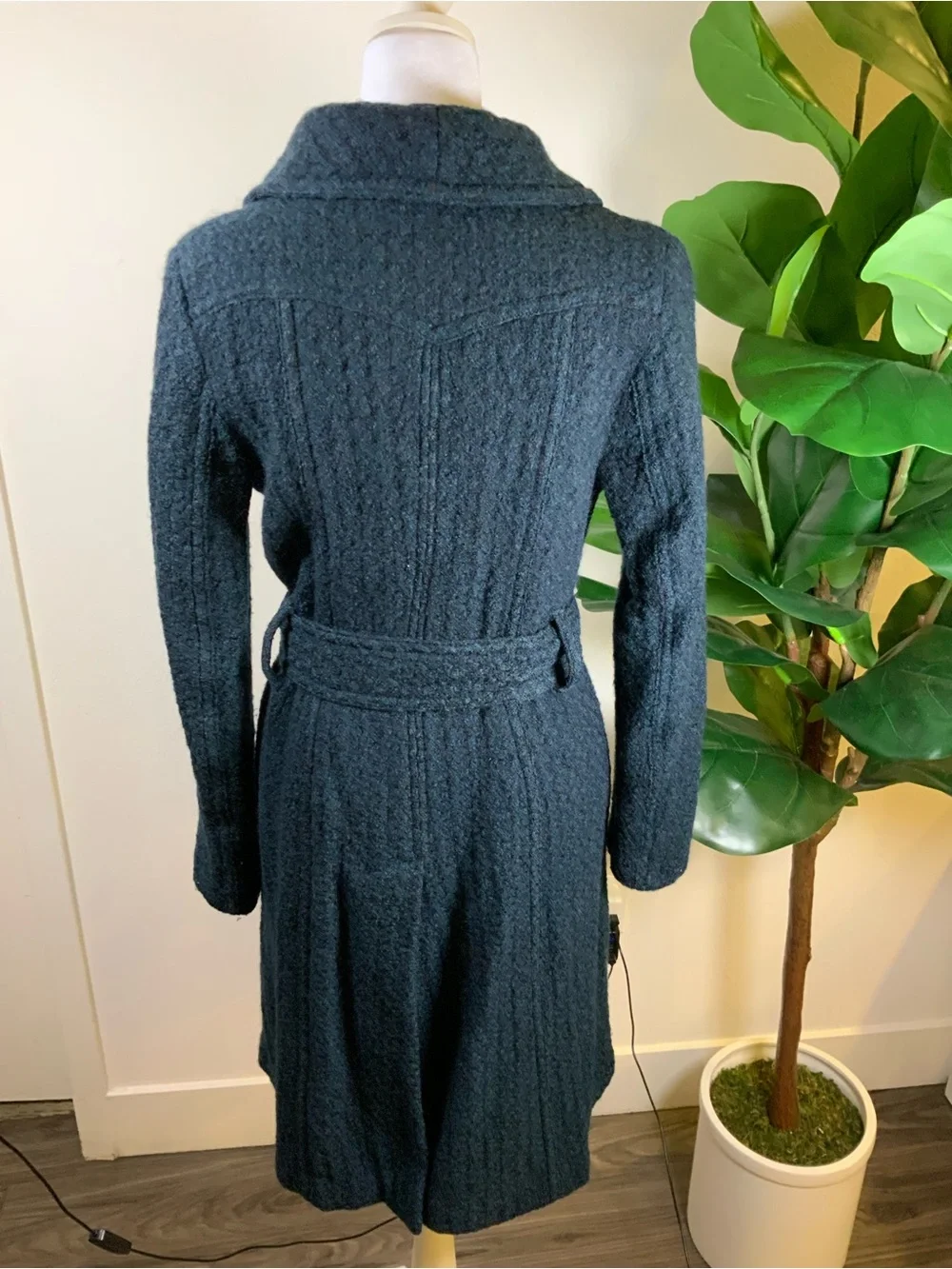 Banana Republic Dark Teal Shawl Collar Belted Trench Coat